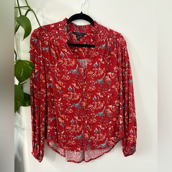Tribal Tops - Tribal Red Floral Blouse
